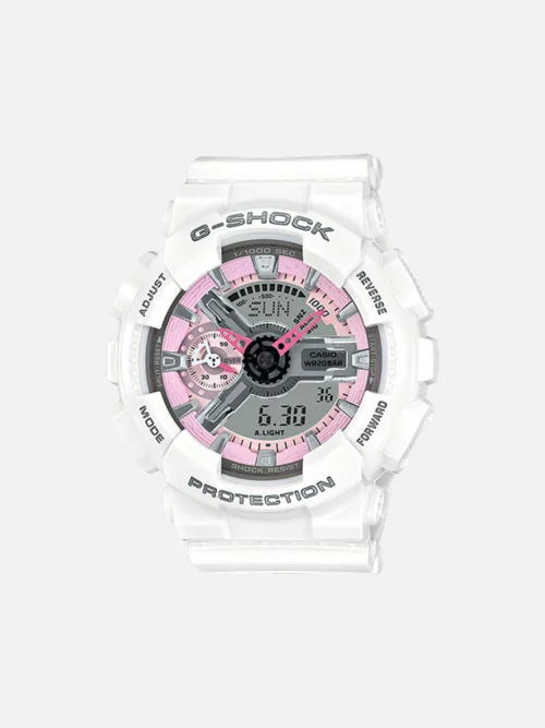 G-Shock GMAS110MP-7A Ladies Pink and Gray Dial White Resin Watch