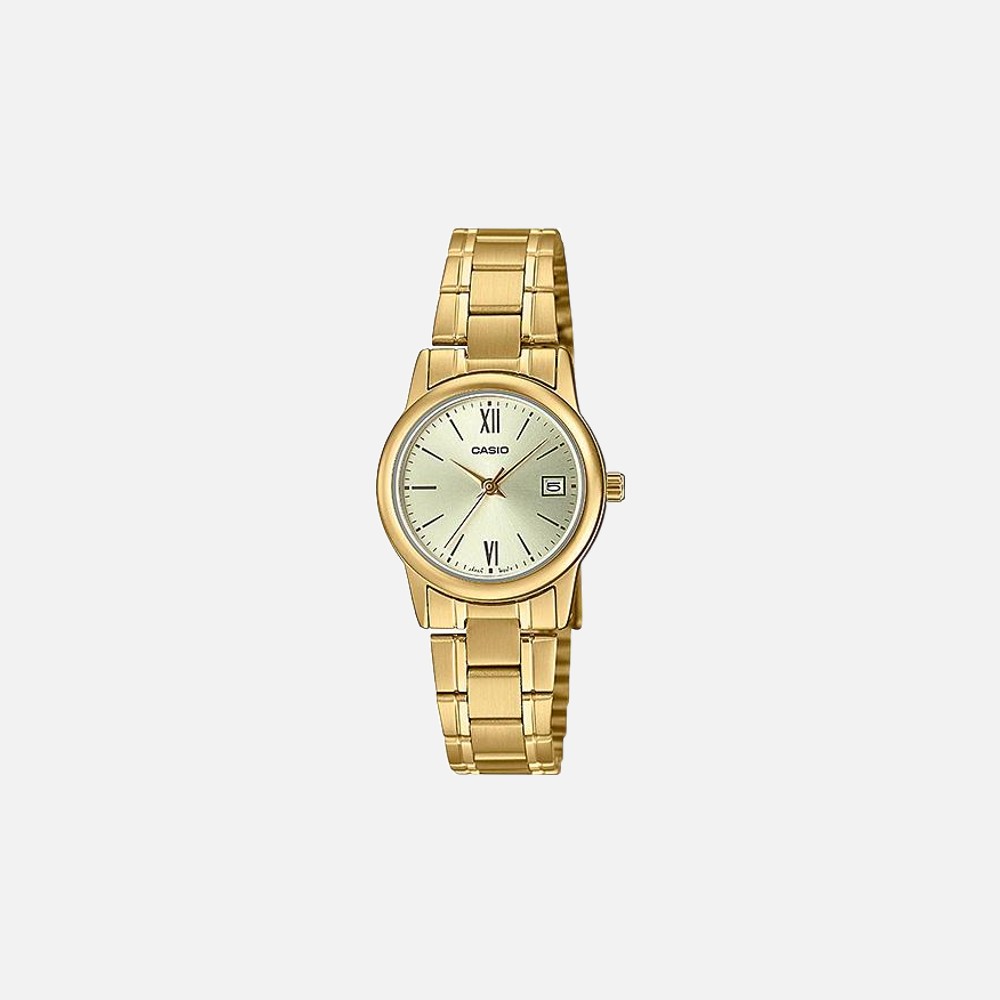 Casio LTP-V002G-9B3 Women’s Gold Tone Stainless Steel Gold Dial Dress Analog Watch