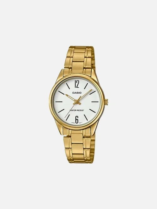 Casio LTP-V005G-7B Women's Standard Analog Gold Tone White Stainless Steel Watch
