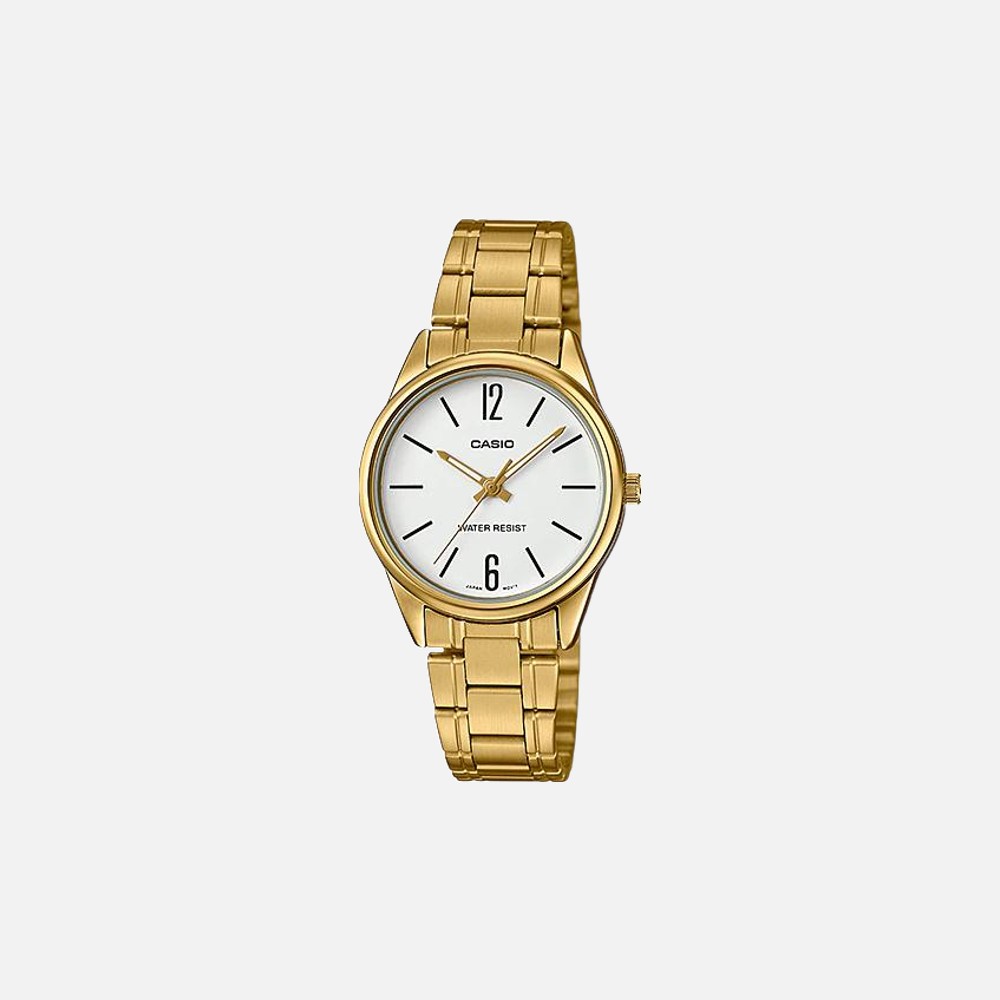 Casio LTP-V005G-7B Women's Standard Analog Gold Tone White Stainless Steel Watch