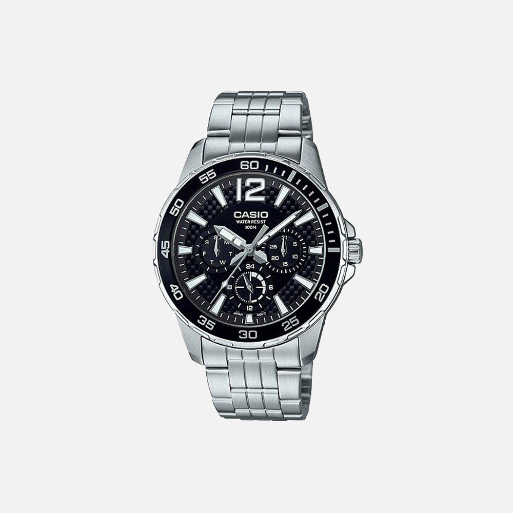 Casio Mens MTD-330D-1AV Enticer Chronograph Stainless Steel Watch