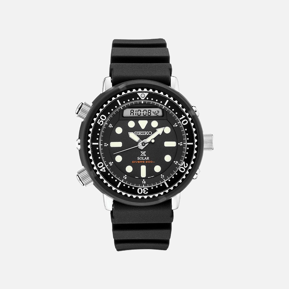 Seiko Prospex Black Solar Diver Silicone Band Watch