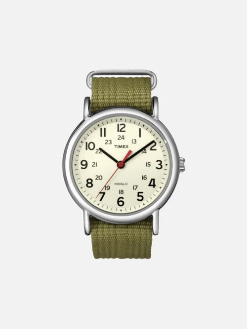 TIMEX Weekender White Dial Olive Nylon Unisex Watch
