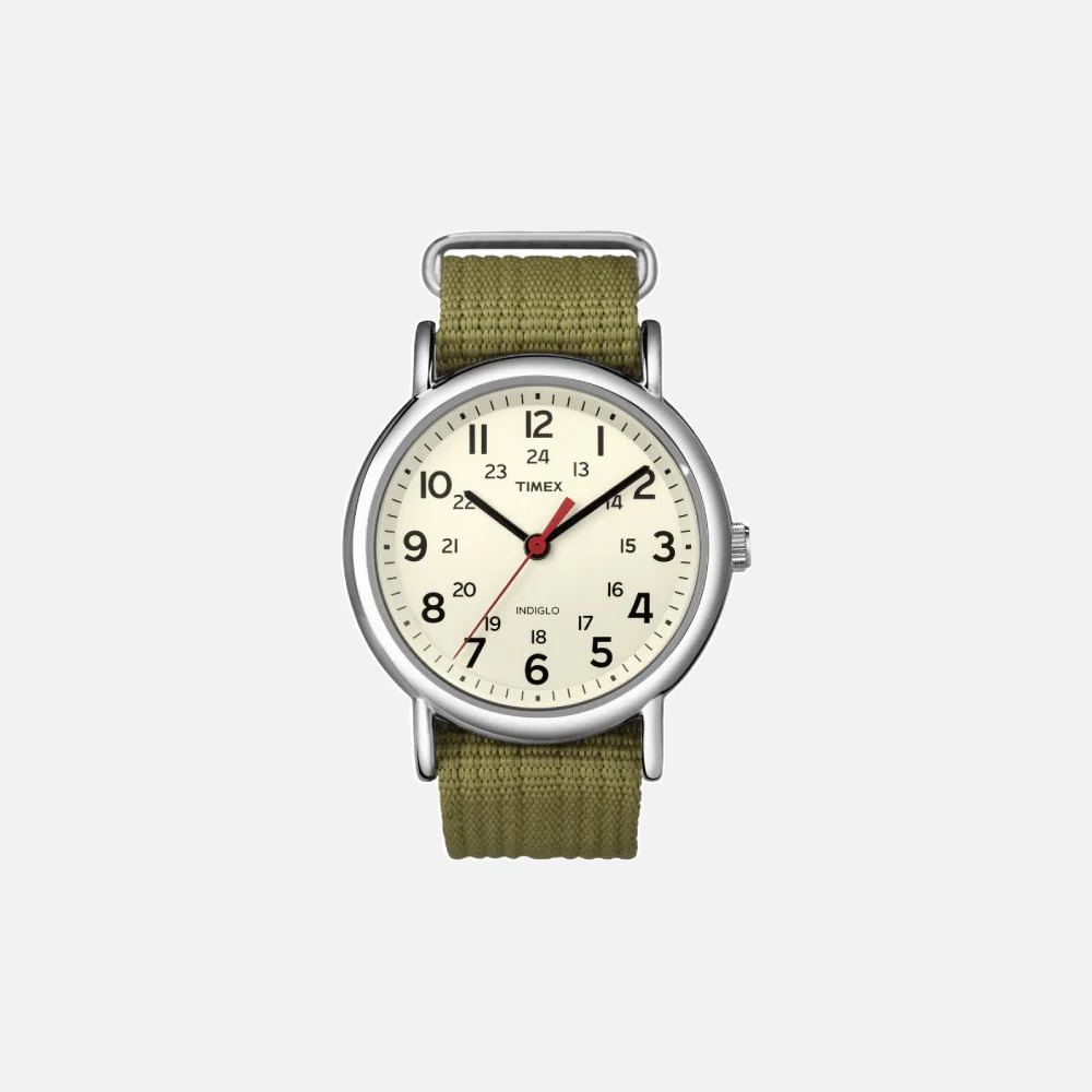 TIMEX Weekender White Dial Olive Nylon Unisex Watch