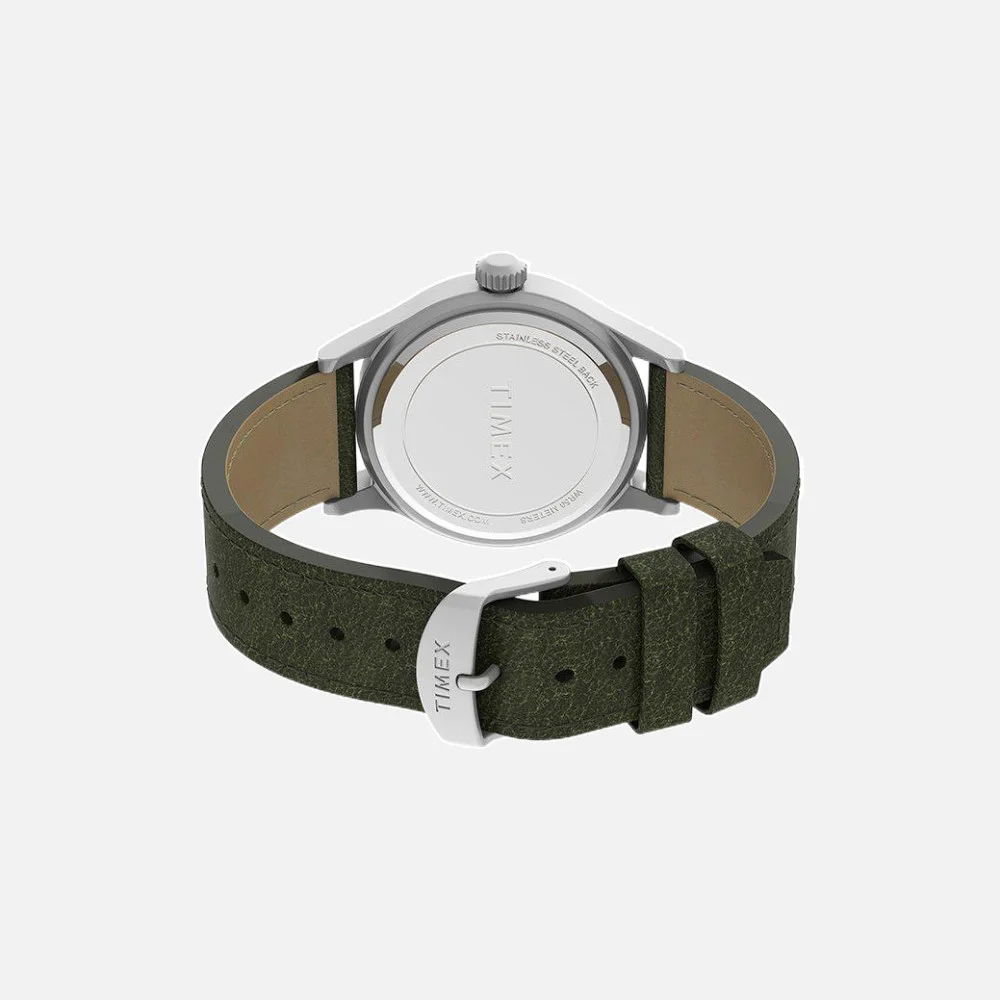 Timex Expedition® Scout 40mm Leather Strap Watch - Silver-Tone, Green (TW4B22900)