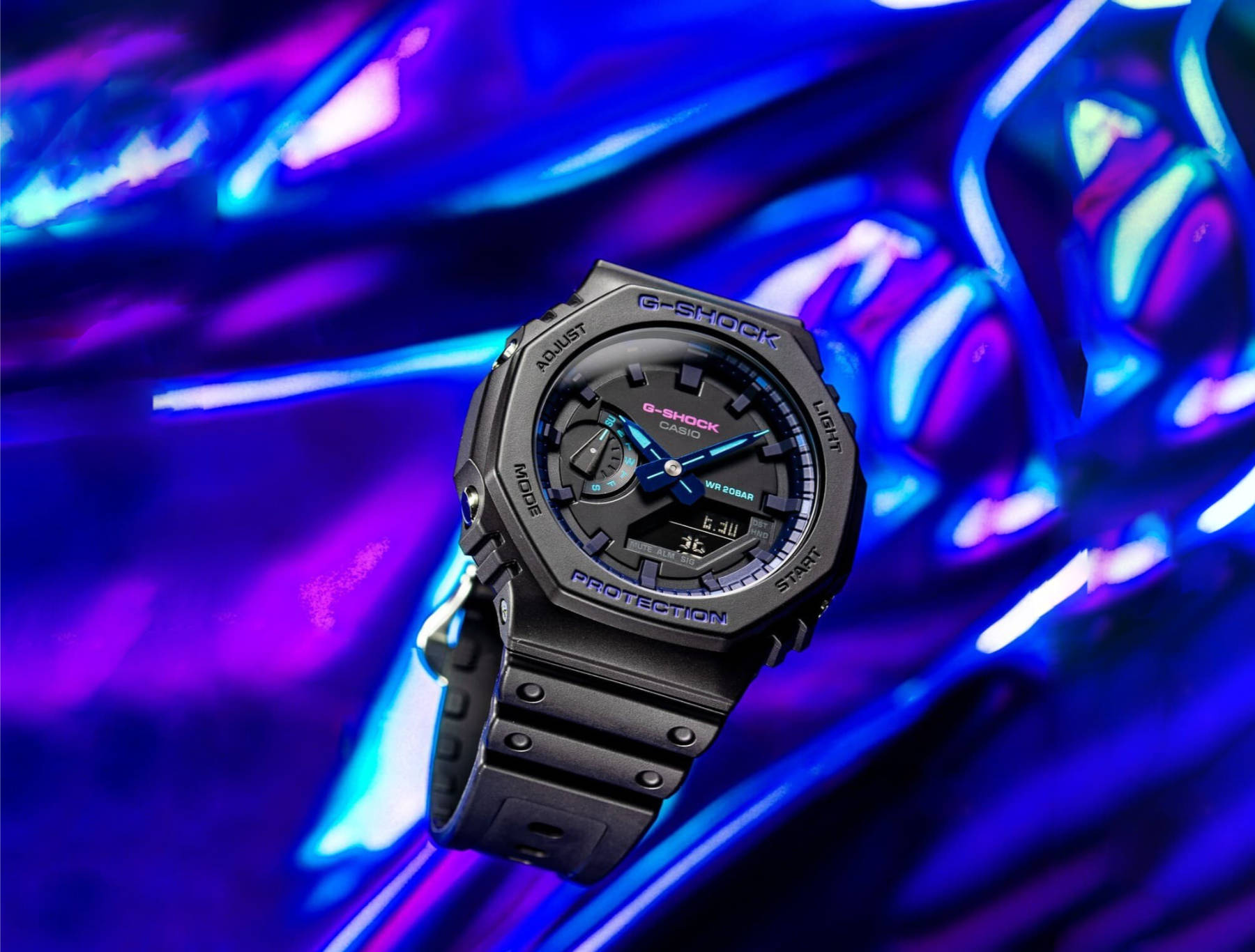 Casio presents its new GA2100 Virtual Blue “CasiOak” G-Shock