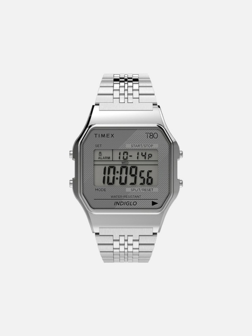 Timex T80 Silver Tone 34mm Stainless Steel Bracelet Watch
