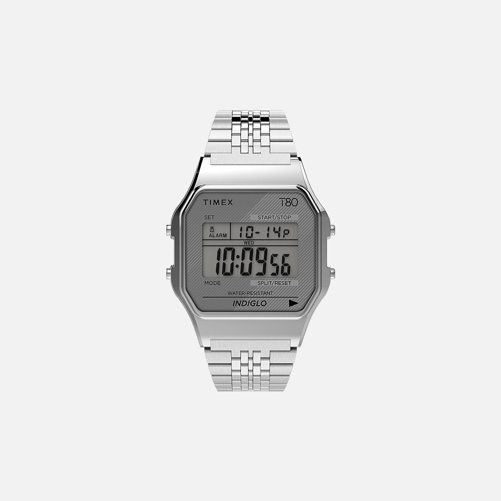 Timex T80 Silver Tone 34mm Stainless Steel Bracelet Watch