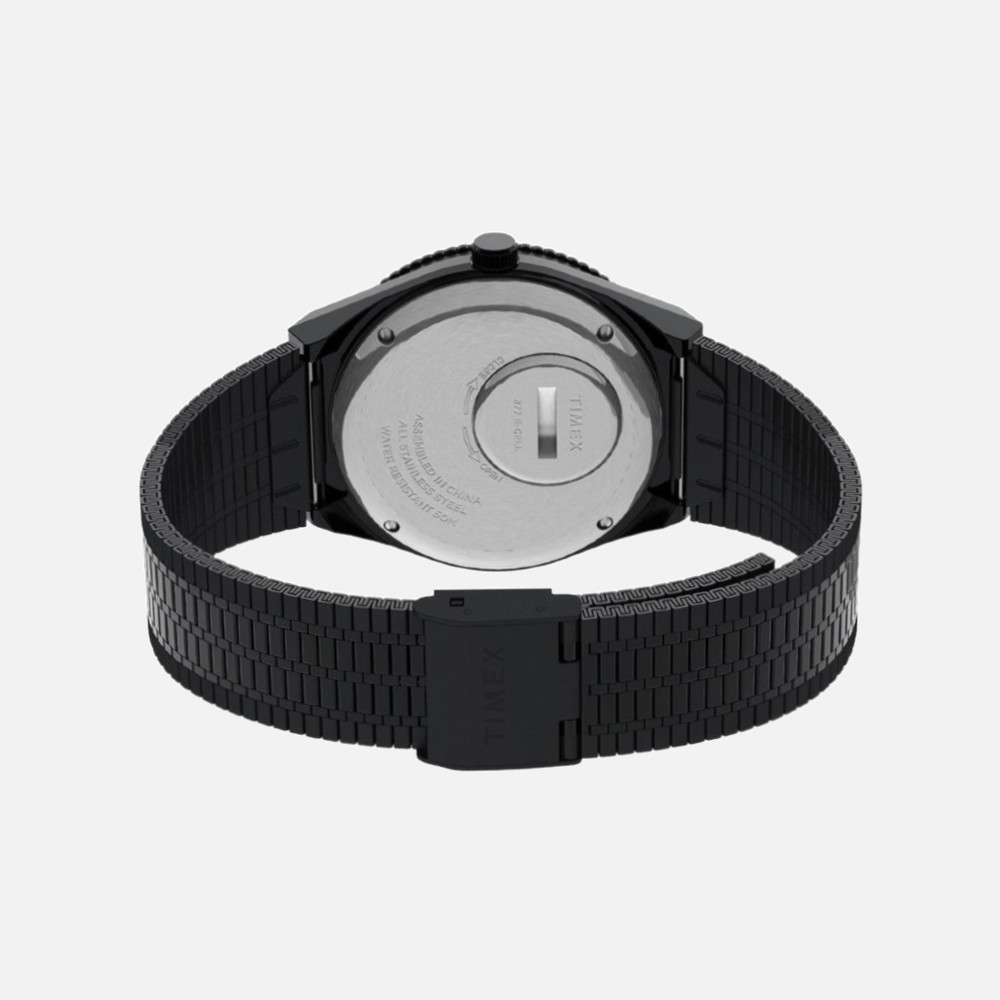 Timex Q Reissue Triple Black 38mm Stainless Steel Bracelet Watch