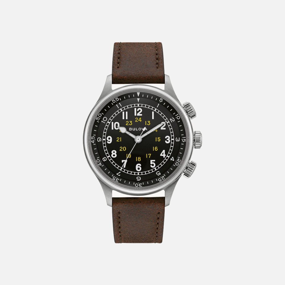 96A245 A-15 Pilot Black Dial on Brown Leather Strap