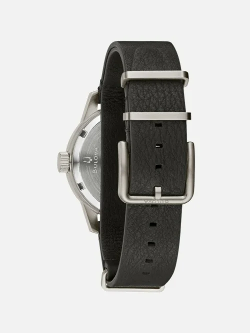 96A246 Hack Watch Ivory Dial on Black Leather NATO Strap