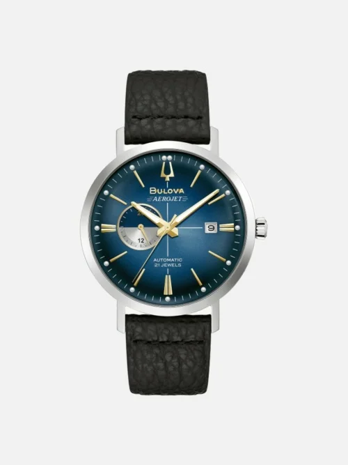 96B374 Aerojet Reissue Automatic with Blue Dial on Black Leather Strap