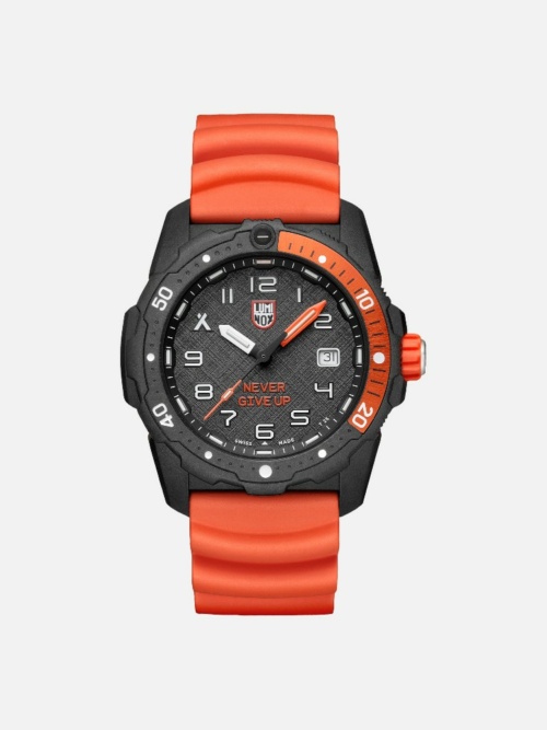 3729.NGU Bear Grylls Dive Watch with Black Case and Dial on Orange Rubber Strap