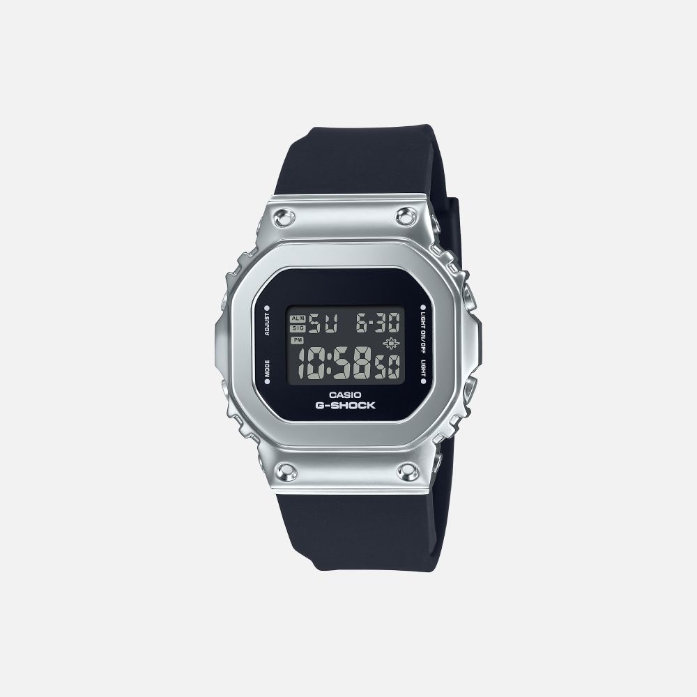 Panter Nylon Yoghurt Casio Casio G-Shock GMDS5600-1 Silver Steel Case Digital Watch - REV WATCHES