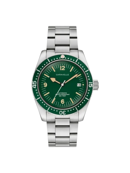 Bulova 43B179 Caravelle Sea Hunter green dial automatic watch front view