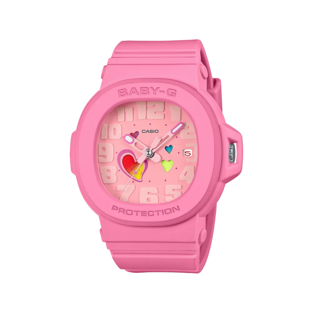 Casio BGA10-4A Baby-G pink resin watch angled view