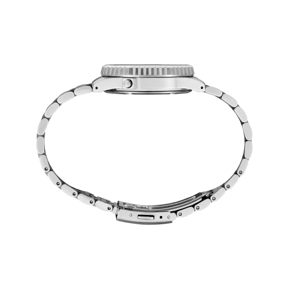 Seiko SMGG21 Rotocall stainless steel bracelet digital watch - side profile