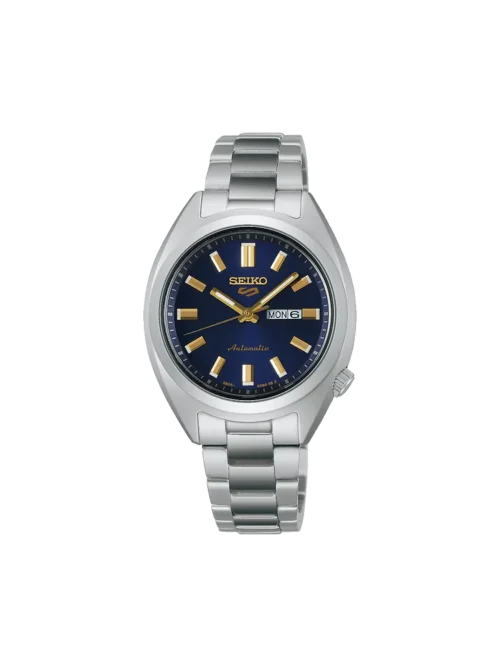 Seiko SRE021 5 Sports SNXS blue dial stainless steel automatic watch front view