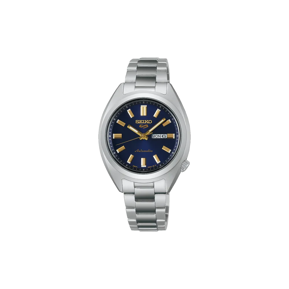 Seiko SRE021 5 Sports SNXS blue dial stainless steel automatic watch front view