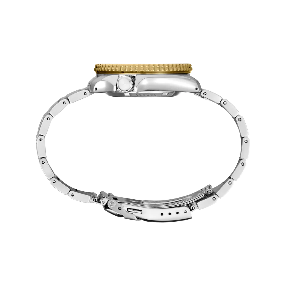 Seiko SRPK22K1 5 Sports two-tone bracelet side profile view