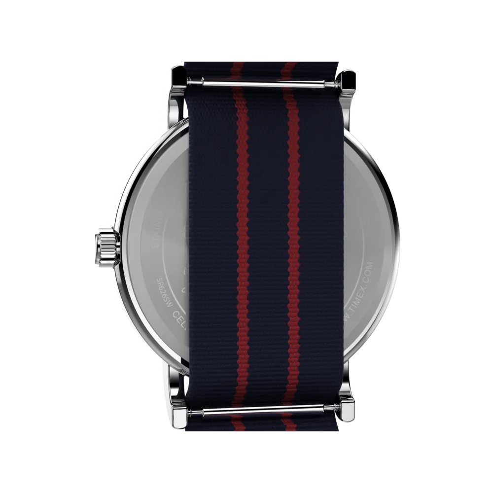 Timex TW2Y31100 Peanuts Weekender Joe Cool 38mm watch — stainless steel caseback detail